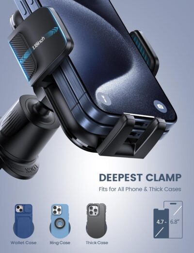 Lamicall 2026 Wider Clamp & Metal Hook Car Phone Holder Vent [Thick Cases Friendly] Phone Holders for Your Car Mount Gfts Automobile Hands Free Accessories for Women Men for iPhone 16 15 14 13 Pro Max - Image 2