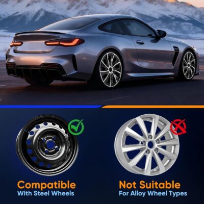 ECCPP OEM Replacement Full Lug Skin Durable-Modern & Stylish 4PC Set 15 Inch Hubcap Wheel Cover Auto Tire Replacement Exterior Cap-Snap On Hubcap - Image 6