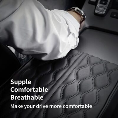 Car Center Console Heighten Cover, Leather Memory Foam Car Armrest Booster Pads, Leather Car Armrest Cover Protector, Suitable for Most Vehicles, SUVs, Trucks, Cars (Black) - Image 3