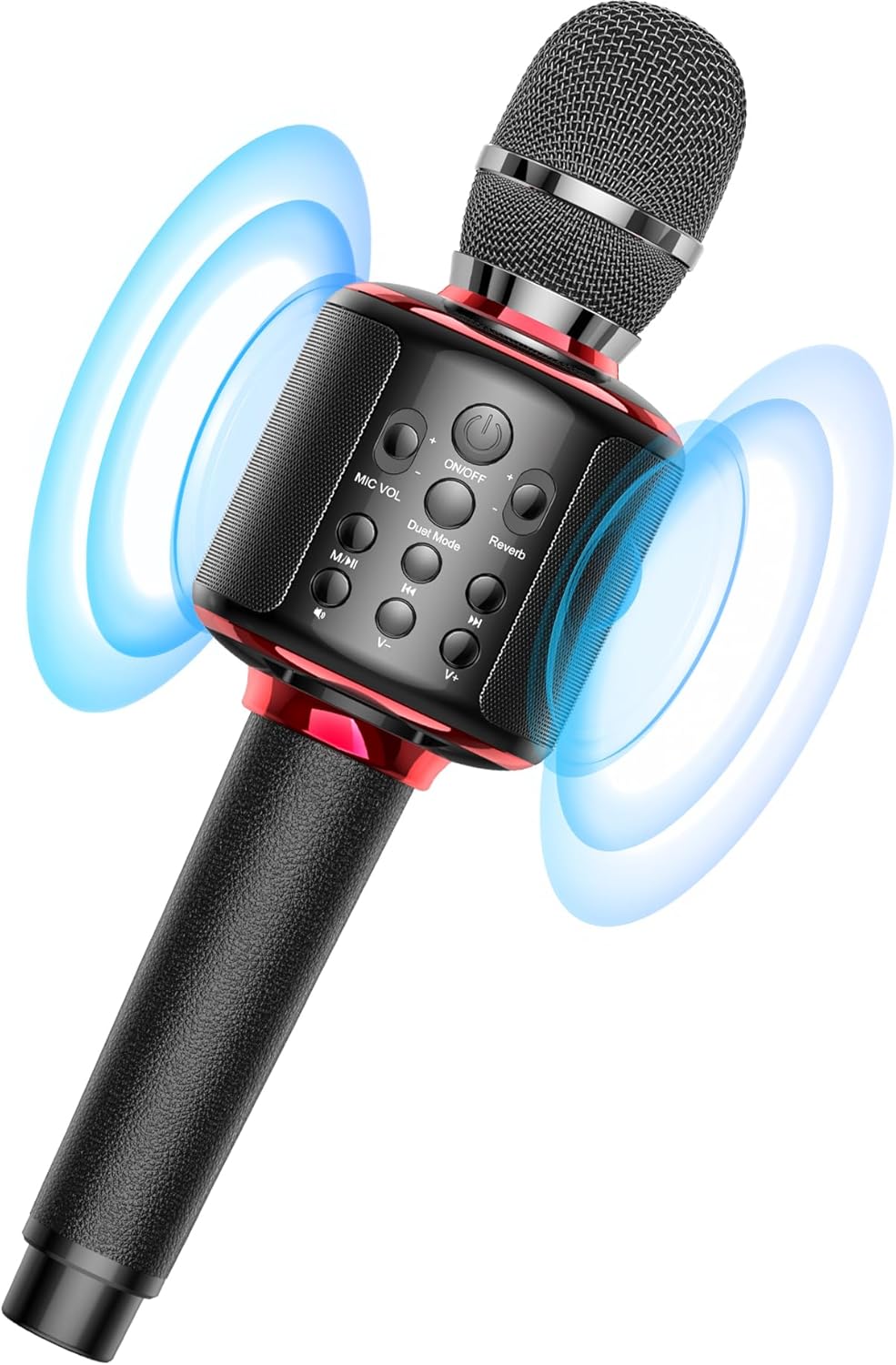 71z96orWDBL._AC_SL1500_.jpg Wireless Bluetooth Karaoke Microphone, Built-in Loud Speaker for 10H Playback, Add Reverb/Duet Mode/Earbuds Monitoring, Portable Karaoke Machine for Entertainment & Singing Practice (Black&Red) - Image 1