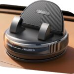 JOYROOM Car Phone Holder Mount, [360° Rotation+Thick Case Friendly] Cell Phone Car Mount with Adjustable Spring Clip, Universal Dashboard Phone Holder Anti-Slip Silicone for iPhone (Black)