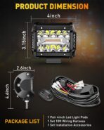 NAOEVO 4 Inch LED Pod Lights, White Amber LED Fog/Driving/Offroad Lights Strobe/Memory Mode and 2 Leads Wiring Harness, Cube Pods for Truck Boat ATV UTV, 2 Pcs (6 Modes) - Image 8