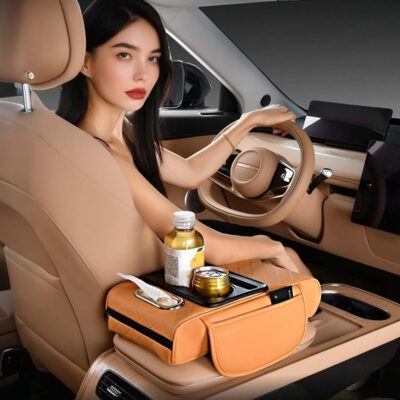 Multifunctional Car Armrest Cushion with Integrated Booster, 2026 Upgraded Universal Style Memory Cotton Car Armrest Box Pad, Car Center Console Armrest Pillow, with 2 Cup Holder (Red) - Image 7