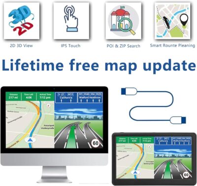 GPS Navigator for Car Truck RV, Latest 2026 Map(Free Lifetime Updates) 7 inch Touch Screen Car GPS Navigation,Support Voice Turn Direction Guidance/Speed and Red Light Warning/Custom Truck Routing - Image 5