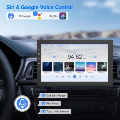 10.1" Rotatable Touch Screen Car Stereo Single Din - Android 13, Wireless CarPlay/Android Auto, 4-Core CPU, 2GB+32GB, GPS Navigation, Hi-Fi Sound, Bluetooth 4.2, AHD Backup Camera (Vertical Fit) - Image 4