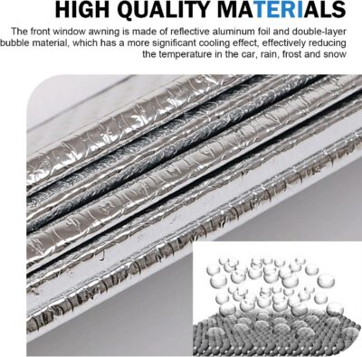 Shakas Car Windshield Sun Shade, Thickened Bubble Heat-insulation Cooling Board, Foldable Interior Anti-aging Protection Sunproof Cover, for Cars Suction Cup installation Privacy Cover (Silver) - Image 4