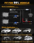 Auxbeam 7Inch LED Pod Lights, V-MAX Series 204W Rectangle Offroad Driving Spotlight with Amber DRL & Backlight, 270° Side Shooter Ditch Auxiliary Spot Flood Combo Beam for Truck Jeep Pickup SUV ATV - Image 8