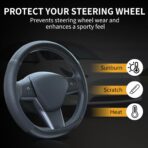 Carbon Fiber Leather Steering Wheel Cover for Tesla Model 3/Y 2016-2025 2026 Juniper/Highland, Non-Slip Breathable Steering Wheel Protector for Tesla Model 3/Y Accessories 2026 - Image 6