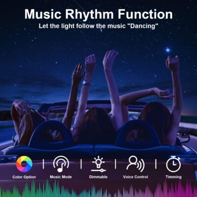 Interior Car LED Lights with Wireless APP/RF Remote Control, RGB 6 in 1 Ambient Lighting Kit with 315 Inches Fiber Optic,16 Million Color Neon Strip Inside Sync to Music,Car Decorations Accessories - Image 6