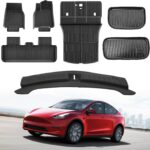 Thick Car Floor Mat for 2025-2026 Tesla Model Y Juniper,Fully Protective TPE Anti-Slip Floor mats Cargo Liners,Custom-Fitted Threshold Strip (Floor Trunk Rear Waist Protection)