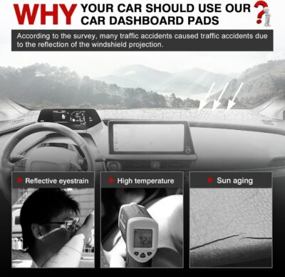 Autorder Dashboard Cover Mat for 2023-2025 2026 Toyota Prius Accessories Dash Cover Upgrade Velvet Dash Mat Sunshade Glare UV Rays Protector - Image 2