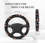Wildflower Steering Wheel Cover for Women, Universal Auto Steering Wheel 14-15 Inch Car Interior Accessories with 2PCS Car Coasters, Suitable for Men and Women - Image 3