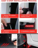 Universal Mud Flaps for Cars & Sedans - 4PCS Short (10.6"x9") Classic Splash Guards, Drill-Mount Installation with Tools & Screws - Image 3