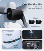 Wigoo 2026 Car Neck Pillow [No More Pressure, Odorless] Soft Car Headrest Pillow with Adjustable Strap Removable Cover 100% Memory Foam, Fits All Vehicles (Black 2-Pack) - Image 6