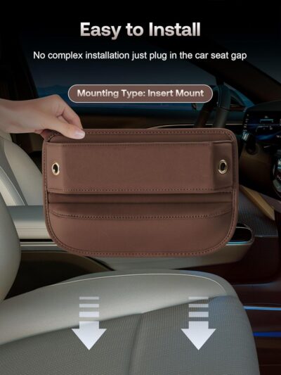 Premium Leather Car Seat Gap Filler Organizer (0.2”-1.2" Gaps), Clever Gifts for Car SUV Truck Owners (Brown, 1 Pack) - Image 7