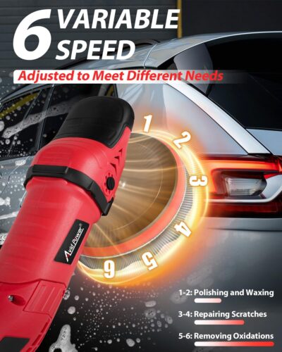 AVID POWER Car Buffer Polisher, 6 Variable Speed 1000-3500 RPM, Rotary Buffer Waxer Kit with 6-inch and 7-Inch Backing Plate, 1200W Car Polisher for Car Detailing, Polishing, Waxing - Image 3