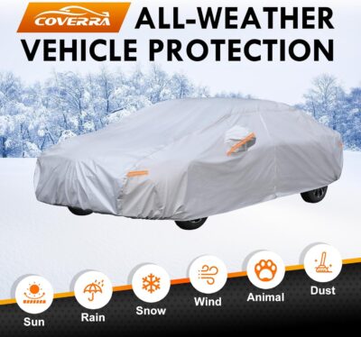 6 Layer Heavy Duty Car Cover Custom Fit for Tesla Model 3 with Charging Port Flap, Waterproof All Weather Car Tarp Outdoor Protection with Cotton Lining - Image 5