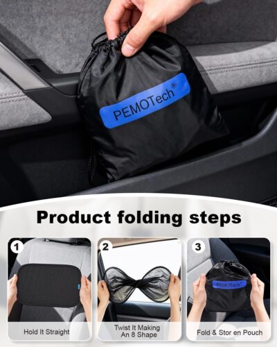 PEMOTech Car Window Shades for Baby【8 Suction Cups & Static Cling】 2 Pack-21"x14" Side Window Cover for Child,Certified Sunshades for Kids to Block 99.9% UVR, Sun Shade Universal Fit Most of Cars - Image 8