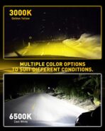 AUXITO H11 H8 H16 Switchback LED Fog Light Bulbs, 6500K White/3000K Amber Yellow, 6000LM 300% Brightness, Dual Color White Yellow Driving Fog Lights, Non-polarity, Pack of 2 - Image 2