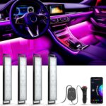 YiLaie Car Lights Interior, Smart Interior Car Lights with App Control, Under Dash Footwell Neon Internal Lighting Kit Multicolor, Cigarette Lighter DC 12V for Car Accessories