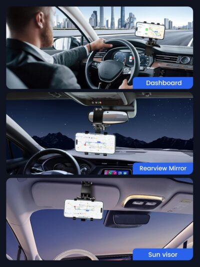 Car Phone Holder for Dashboard Cell Phone Mount for Car 360 Degree Rotation Clip Design Compatible with All Cell Smart Phones. - Image 2