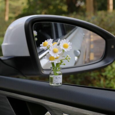 Daisy Flower Car Accessories for Women Interior Aesthetic, 3 Pcs Daisy Cute Car Dashboard Decorations - Image 7