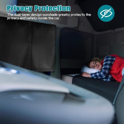 2PCS Car Window Shades, Magnetic Rear Side Window Car Sun Shades for Heat & UV Protection, Breathable Double Layer Window Sunshade, Auto Privacy Window Curtains for Baby - Image 5