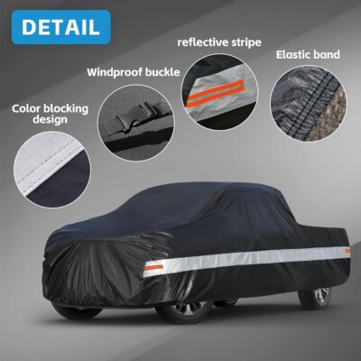 10 Layers Truck Cover Waterproof All Weather. Pickup Truck Cover Rain UV Protection. Length: Up to 210 inches, Universal Fit Most Regular Cab Short Box Ford F100 Chevy C10 S10 Ram 150 250. - Image 3