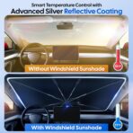 Econour Windshield Sun Shade Umbrella for Car | Medium Foldable Car Sunshade | UV & Heat Protection Front Window Sun Shield, Keeps Interior Cool, Fits Sedans SUVs & Trucks (57” x 33”) - Image 6