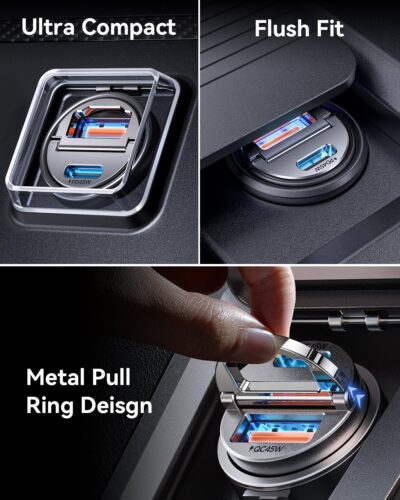 MRGLAS 90W Fast iPhone 17/16 Car Charger, USB C Car Charger with Type C Cable, PD45W & QC45W, Flush Fit, All Metal, Cigarette Lighter RV Power Adapter for iPhone 17 16 Samsung S26 S25 Ultra Pixel 10 - Image 5