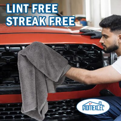 HOMEXCEL Professional Large Microfiber Car Drying Towels 2 Pack, Lint Free, Scratch Free, Highly Absorbent Drying Towel for Cars, SUVs, RVs, Trucks, and Boats,31" x 24",Grey - Image 7