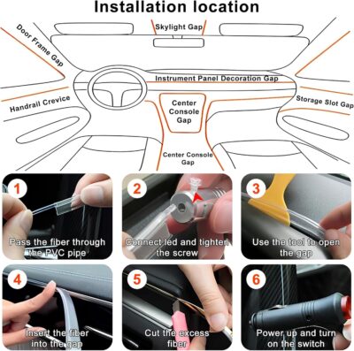 Ambient Lighting car Accessories Interior car Lights APP Control，236" Fiber Optic，5 in 1 led Strip Lights，16 Million Colors Car Neon Lights, Sync to Music（Cigarette） - Image 7