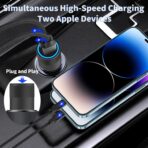 【MFi Certified】iPhone Car Charger Fast Charging, Rombica 4.8A Dual USB Smart Power Cigarette Lighter USB Car Charger with 2Pack Lightning Braided Cable for iPhone 14 13 12 11 Pro XS Mini XR X SE iPad - Image 8
