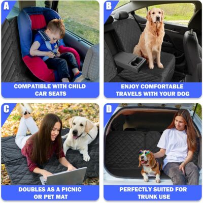 Dog Car Seat Cover for Back Seat, Car Seat Cover 60/40 Split Bench for Family Car, Compact SUV, MPV - Standard - 53" W - Image 7