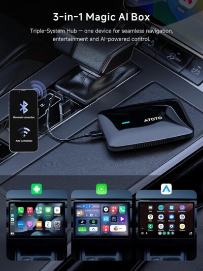 Magic CarPlay Box, Wireless CarPlay Adapter Supports for Netflix/YouTube/TF Card, AI Box Carplay, Plug & Play, Drivechat with AI Skills, Dual WiFi, Bluetooth, Fits for OEM Wired CarPlay Cars - Image 2