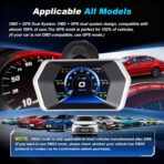 OBD2 GPS Dual System Car HUD Display - Digital Speedometer with Water Temp Voltage RPM - Universal Heads Up Display for All Vehicles - Image 5