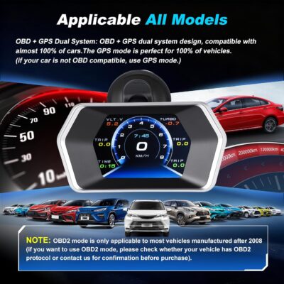 OBD2 GPS Dual System Car HUD Display - Digital Speedometer with Water Temp Voltage RPM - Universal Heads Up Display for All Vehicles - Image 5