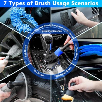 THINKWORK Car Wash Kit, Car Detailing Kit with Foam Gun, Car Wash Brush Mop and Large Folding Bucket Suitable for Car Cleaning, Blue Car Wash Set Gift for Men and Women - Image 6