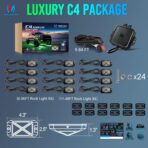 MICTUNING C4 RGBW Rock Lights Kit, 12 Pods 360° Ultra-Bright 4-Sided Wide Beam Angle Underglow Neon Accent Lighting Kit, Microphone Sync with APP Control, IP68 Waterproof - Image 8