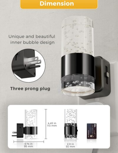 L LOHAS LED Night Light,Dimmable Night Lights Plug into Wall, 2 Pack Acrylic Nightlights with 0-100 LM Adjustable Brightness, 3000K Plug in Night Light with Dusk to Dawn Sensor, for Bathroom Hallway - Image 5