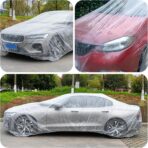 4 Pack Clear Plastic Car Cover, Disposable Car Covers Universal Vehicle Rain Dust Garage Cover Cars Protective Covers with Elastic Band Medium for Sedan Outdoor Snow Rain Weather(15.7FT x 24.6FT) - Image 7