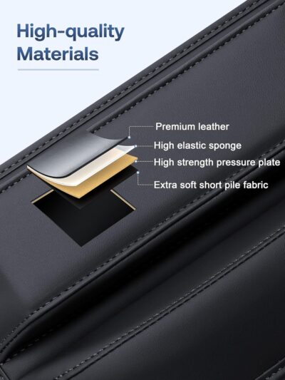 Premium Leather Car Seat Gap Filler Organizer (0.2”-1.2" Gaps), Clever Gifts for Car SUV Truck Owners (Black, 1 Pack) - Image 4