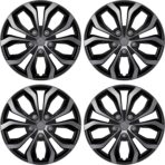 4-Pack Universal Hubcaps Replacement R14 14 inch, Steel Wheel Rim Cover for Most Cars Trucks Sedans SUV, 14" 14 in Wheel Covers Hub Caps (Gray+Black Color)