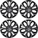 4-Pack Universal Hubcaps Replacement R14 14 inch, Steel Wheel Rim Cover for Most Cars Trucks Sedans SUV, 14" 14 in Wheel Covers Hub Caps (Gray+Black Color)