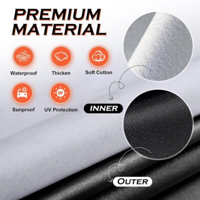 Half Car Cover Top, Snow Car Cover for Compact SUV with Cotton Liner, Sunroof & Windshield Cover for Ice and Snow, All Weather Vehicle Body Cover for Sun, Rain, Dust, Fit SUV 178-189 inchs - Image 6