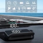 M19 Universal Car HUD Heads Up Display, OBD2 GPS Digital Speedometer for Windshield, Overspeed Warning, Fatigue Alert, 6-Speed Data, Plug and Play for All Cars, HD Speed Projector - Image 3