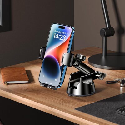 Qifutan Dash Mounted Holders Phone Holders for Your Car Phone Mount for Car Windshield Dashboard Air Vent Universal Desk Mounts Hands Free Automobile Cell Phone Holder Fit for iPhone Smartphone - Image 9