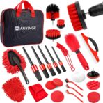 25Pcs Car Detailing Kit, Car Cleaning Kit with Drill Brushes and Interior Tools, Wheel Hub Cleaner, Polishing Pads, Auto Wax Applicator Accessories (25PCS)