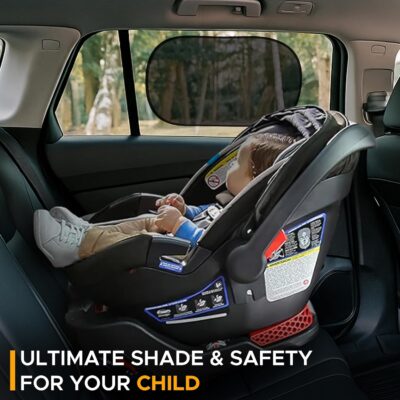 EcoNour Car Window Shades for Baby (4 Pack) | Protects Baby from Window Sun & Heat | Sun Shade Side Windows for Kids | Automotive Sun Protection from UV | Child Safety Accessories | Medium - 20"x12" - Image 7
