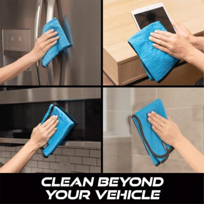 VIKING Glass Microfiber Cleaning Cloth for Car and Home, Glass Towels for Mirror, and Picture Frames, and Car Detailing Kit, 16 inch x 16 inch, Blue, 4 Pack - Image 7